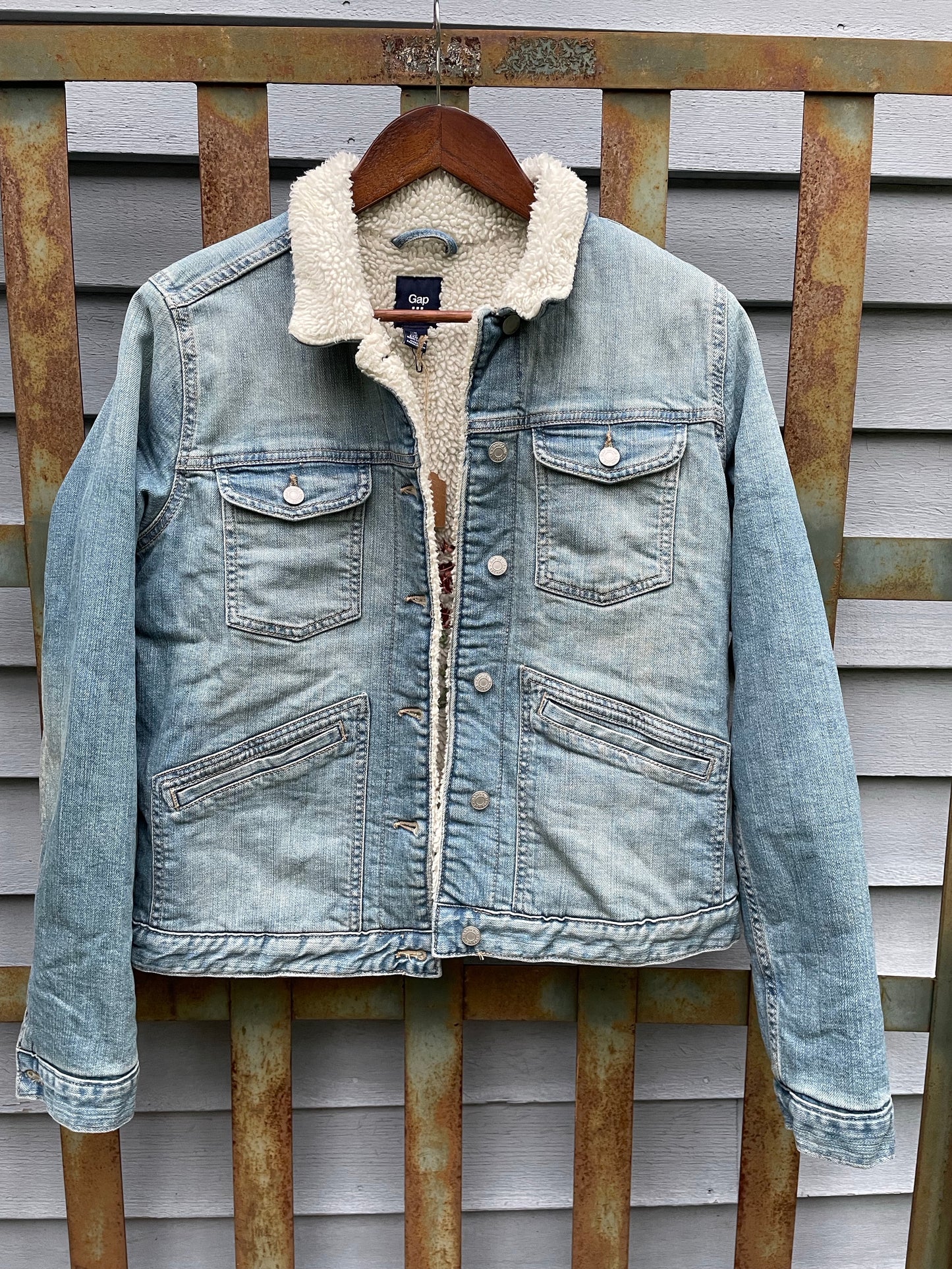 Sherpa Jean Jacket with Floral Bouquet