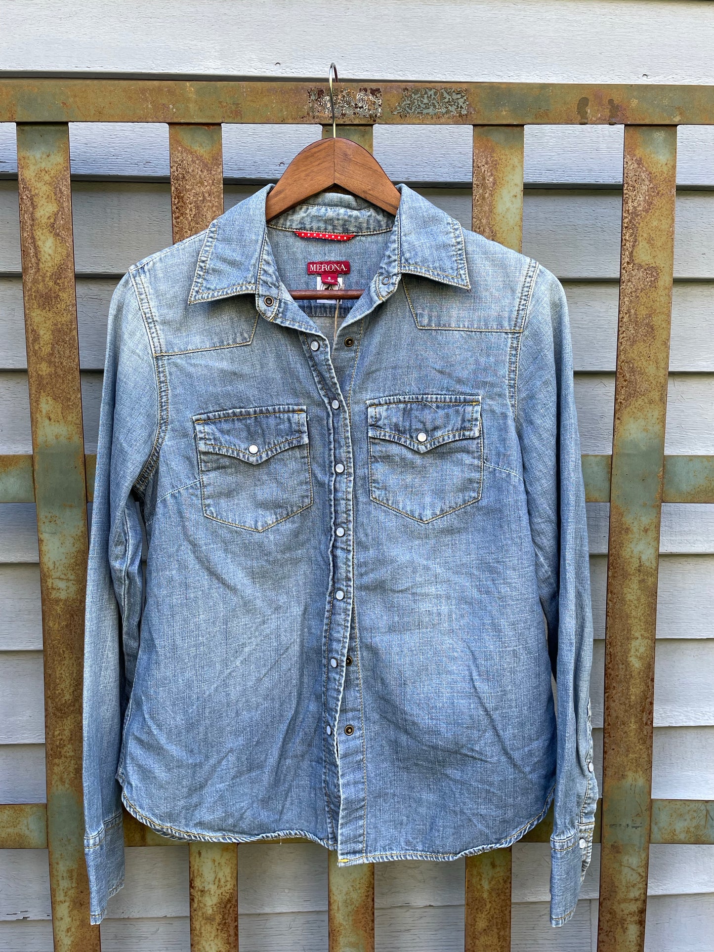 Western Jean Shirt with Butterfly