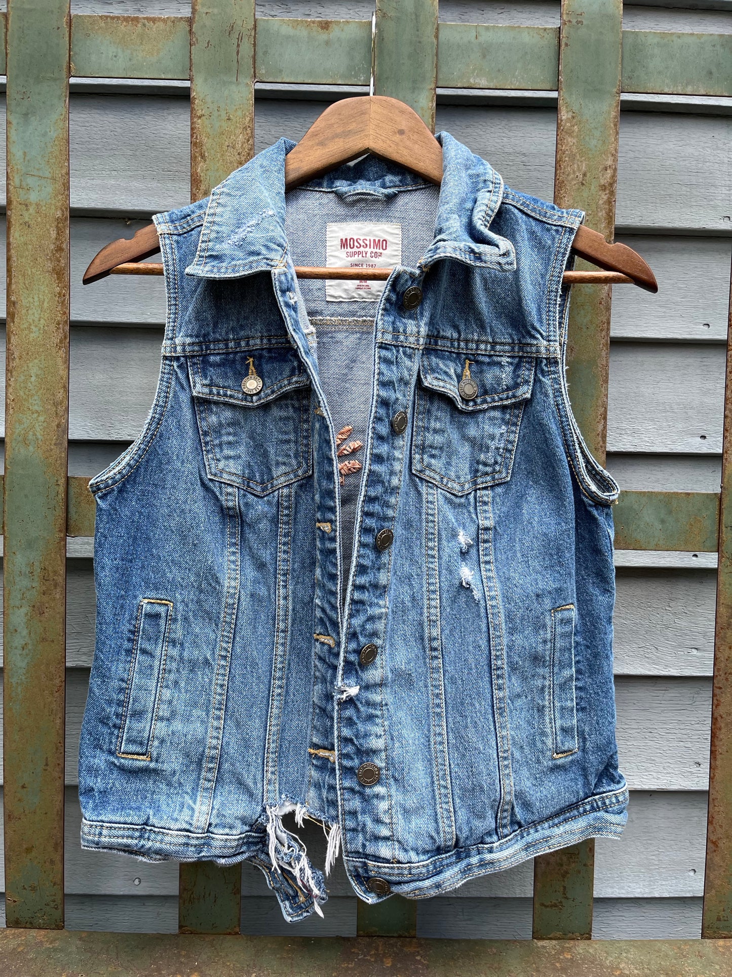 Distressed Jean Vest