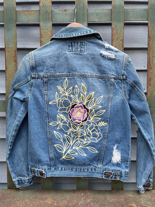 Jean Jacket with Purple Flowers