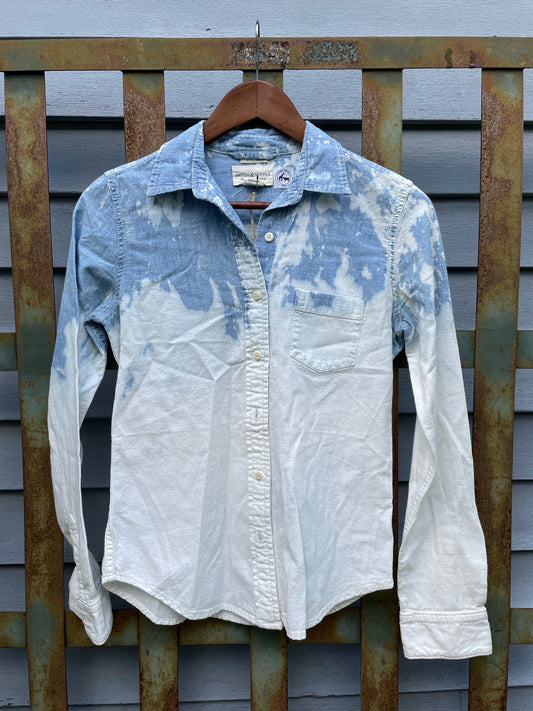 Bleached Jean Shirt with Flower