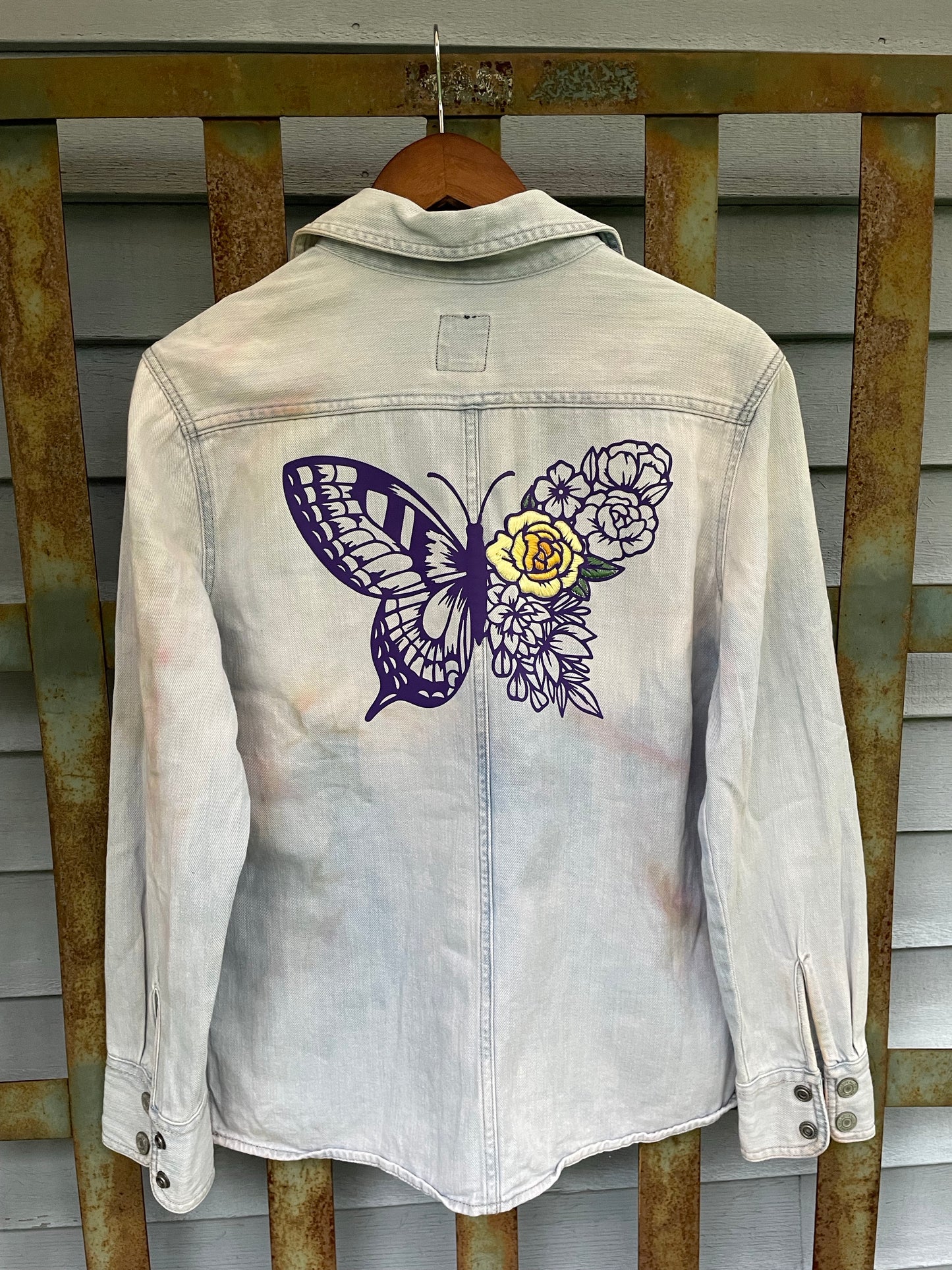 Jean Coat with Butterfly and Flowers