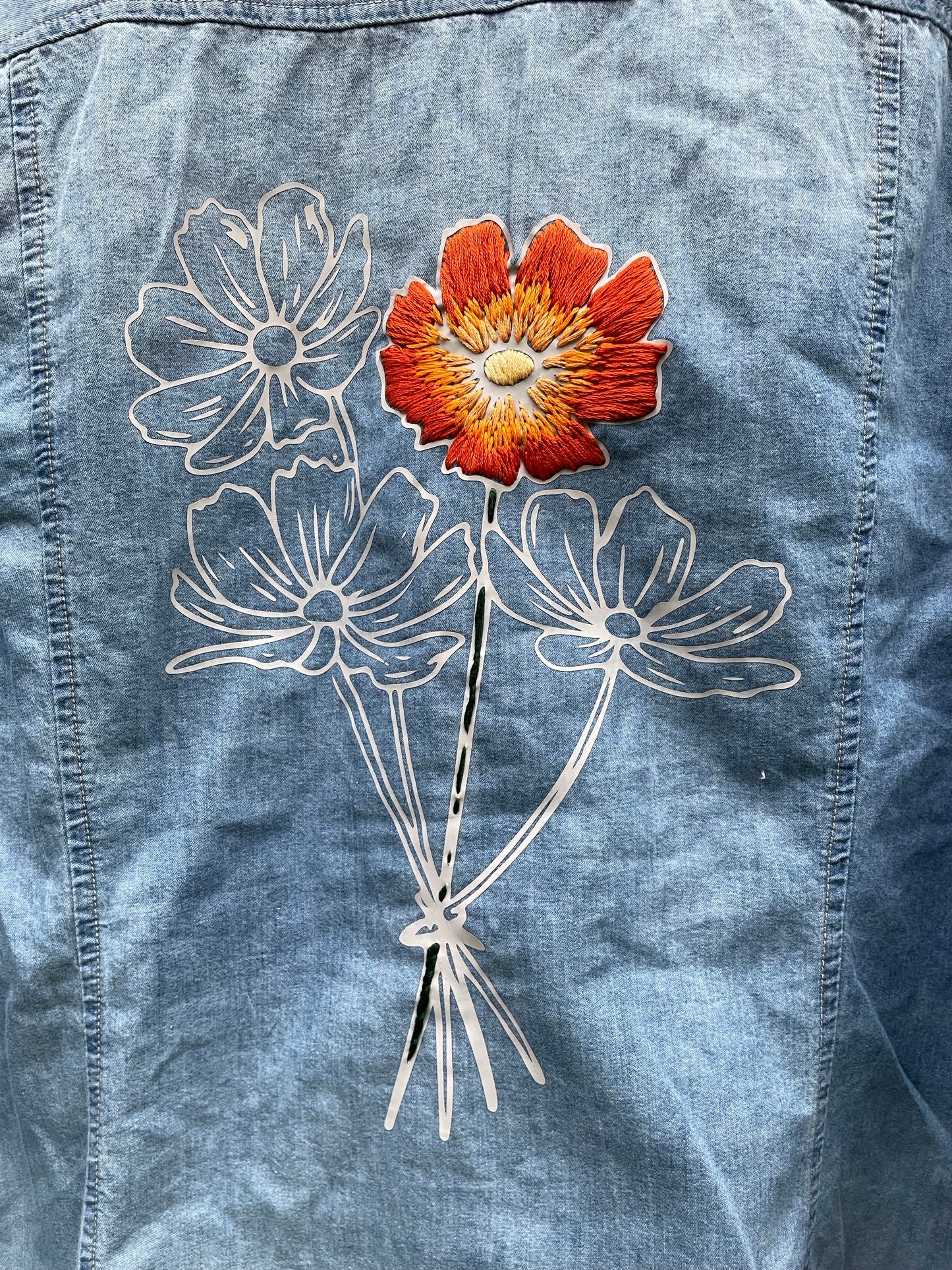 Jean Shirt with Orange flower